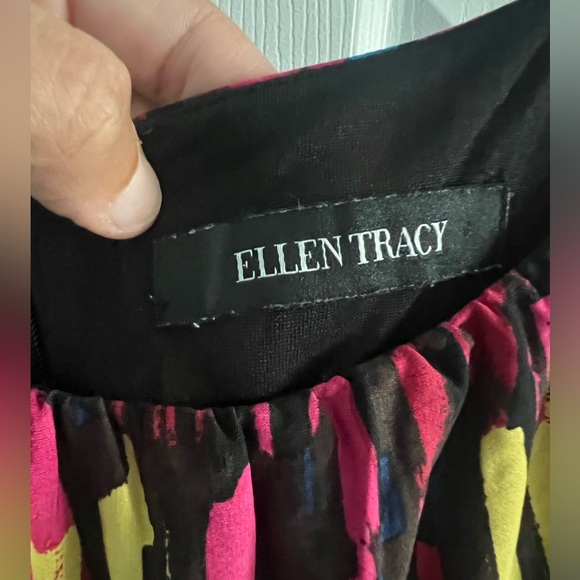 Ellen Tracy Swing Dress Multicolored Sleeveless Professional Pockets Size 8 - Picture 2 of 5